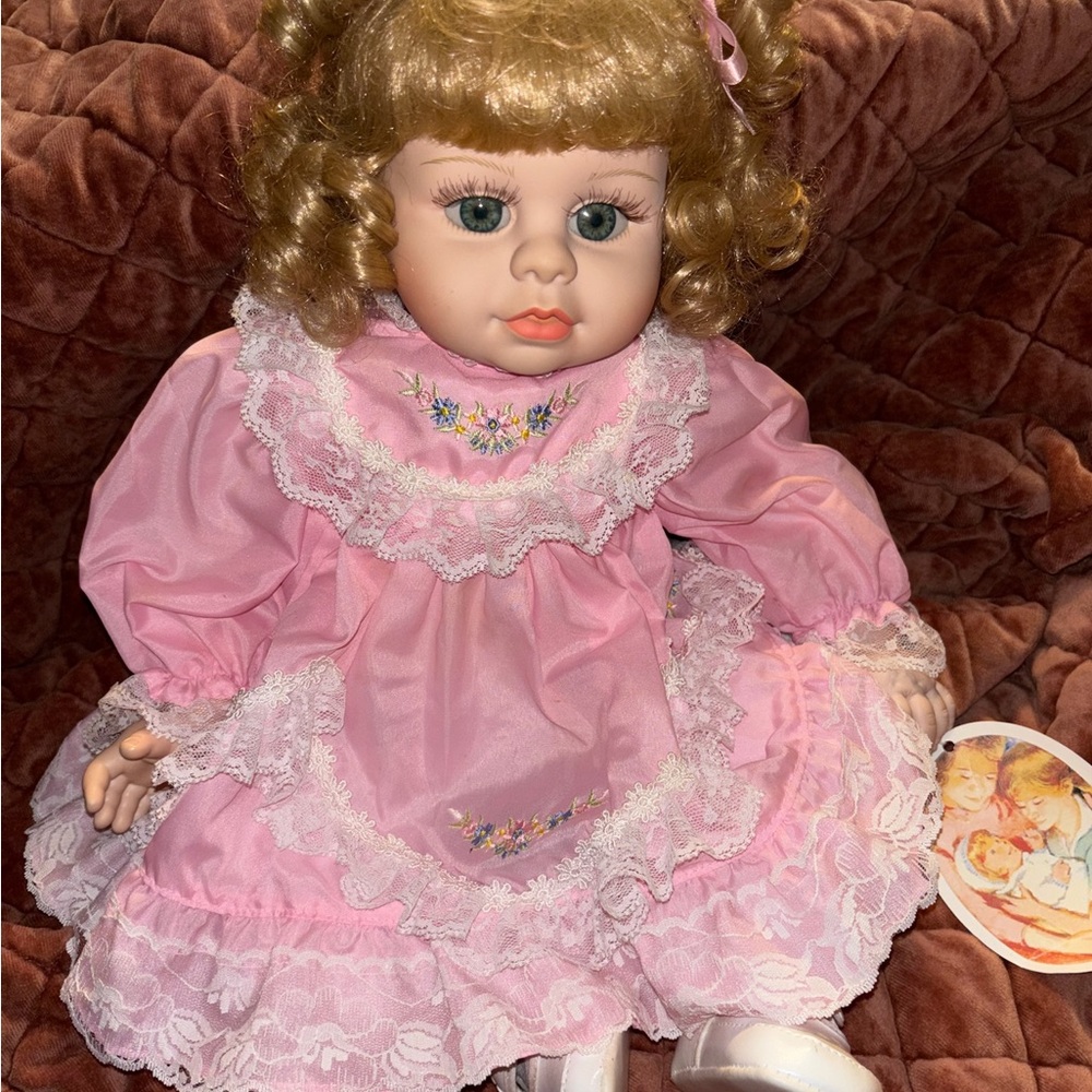Pink Lace Doll with Blonde Hair